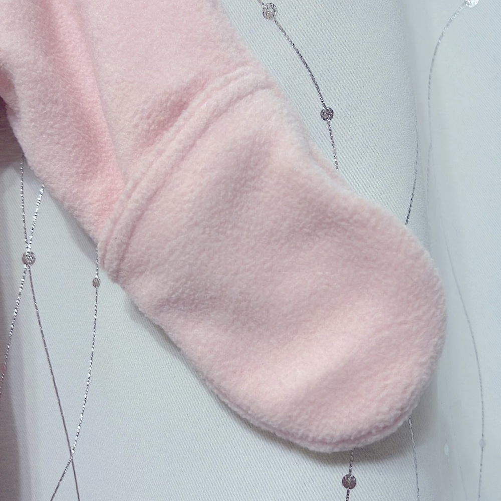 EUC Old Navy | pink, white infant’s unicorn snowsuit, zippered with flip mittens - Picture 4 of 7
